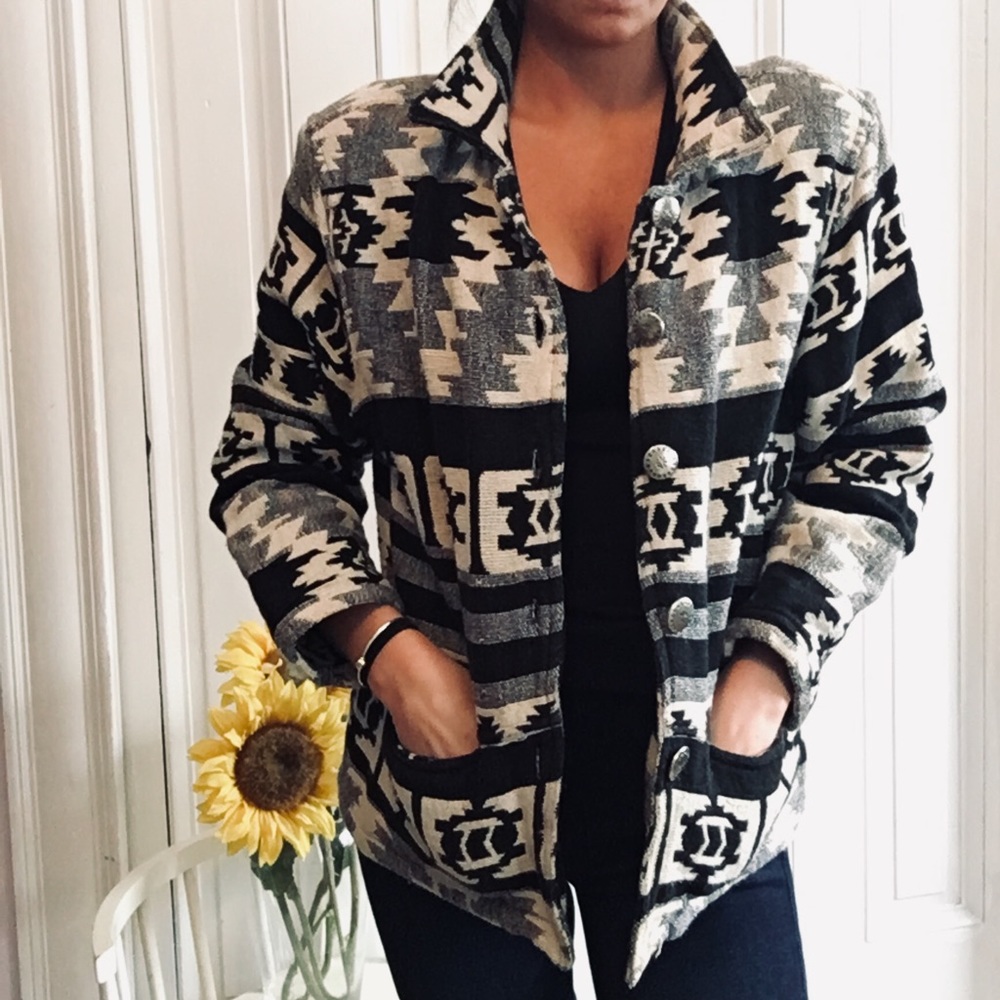 Adorable Black & White Tribal Coat!
